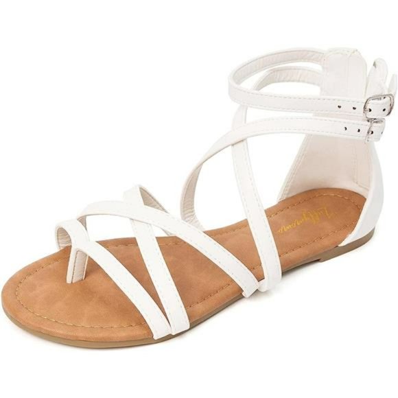 Gladiator Strap Sandals Flat Fisherman Thong Cross Strappy Sandals For Women - Picture 1 of 6